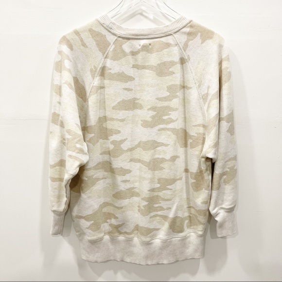 Aerie Camo Oversized Sweatshirt Loungewear Cream Tan Size XS Casual - Picture 3 of 9